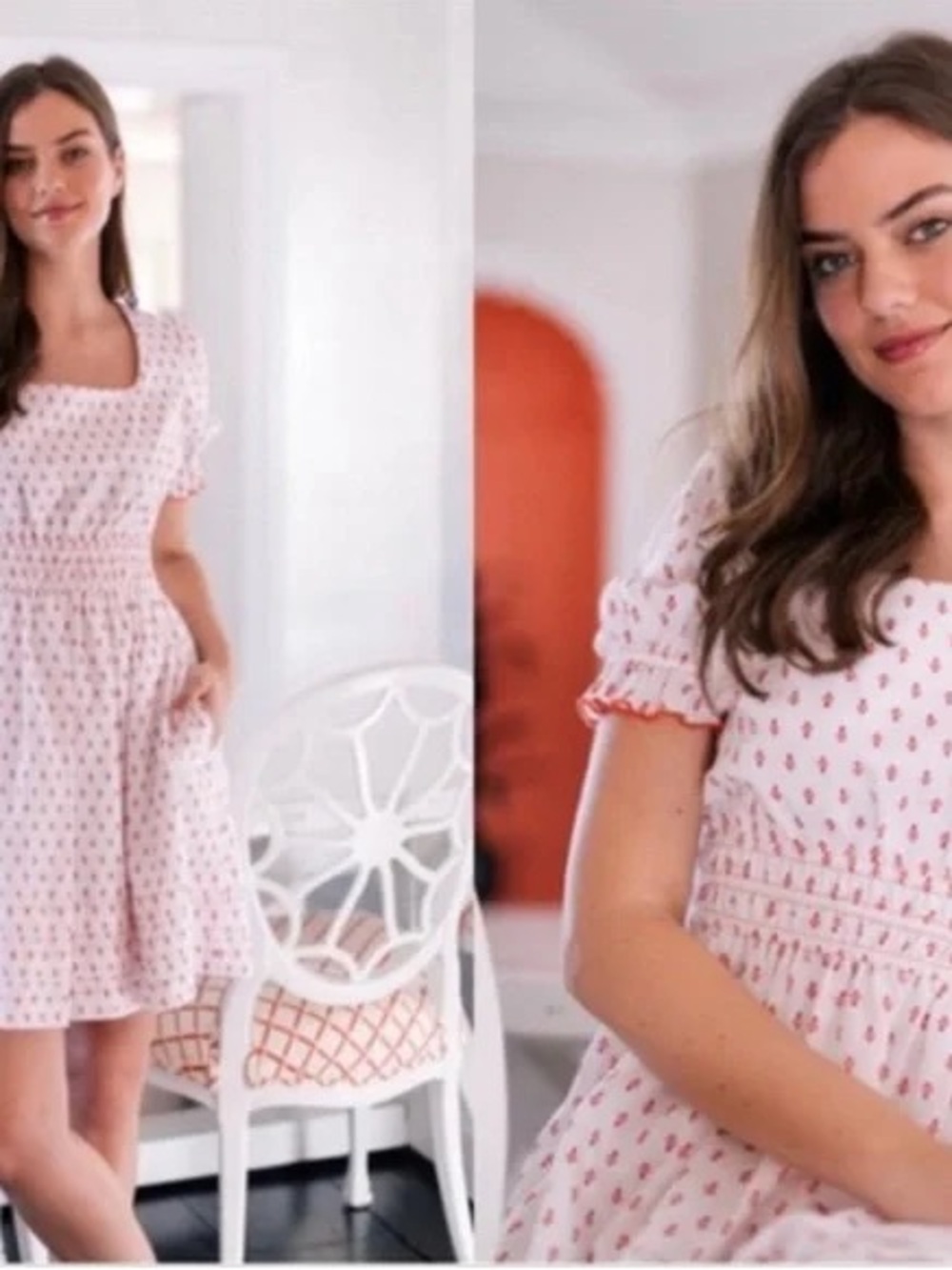 Gal Meets Glam Cream Dress with Rust Floral Print - Picture 3 of 3